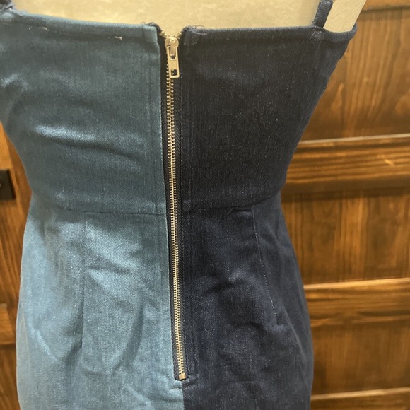 Essue Dress Women Small‎ Denim dress V Neck Two Tone Ruffle Knee Length Denim - Picture 7 of 11